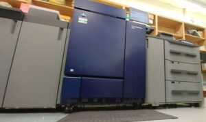printing upward shot of konica minolta production printer